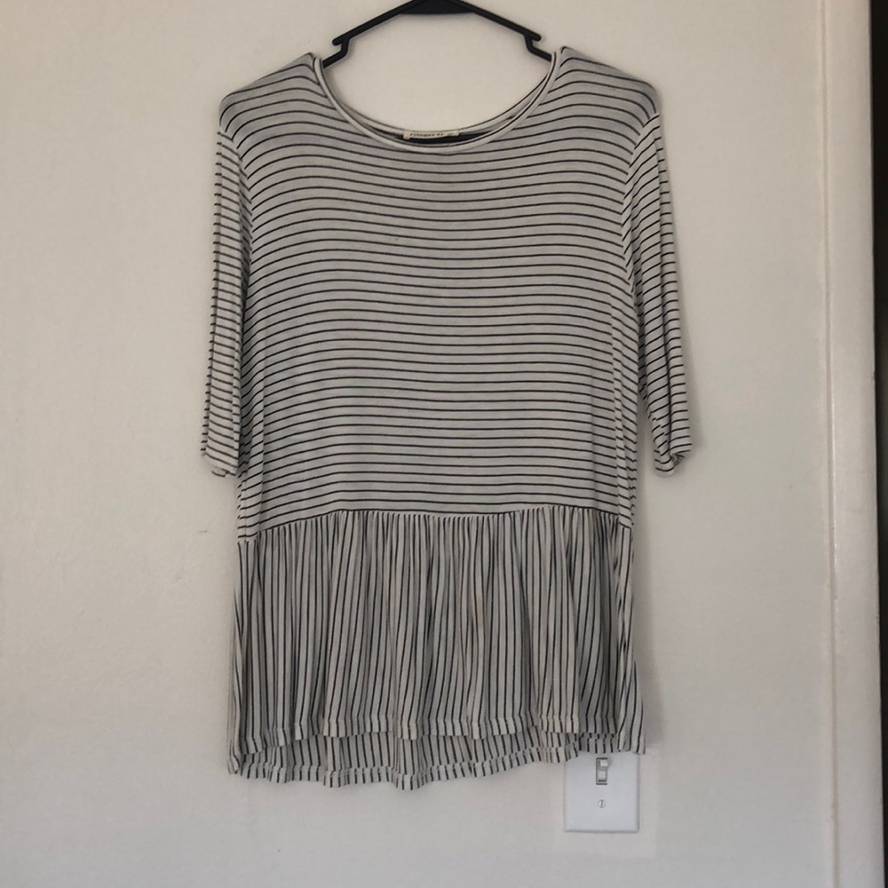 Black and white striped peplum